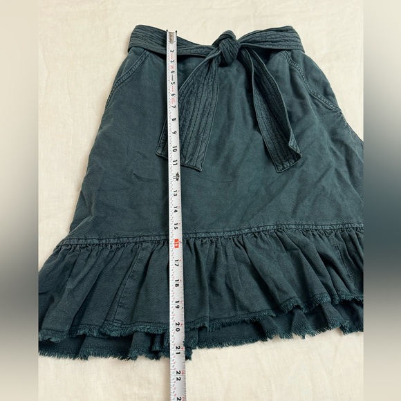 ANTHROPOLOGIE Pilcro Amora Ruffled Mini Skirt In Teal Blue Size XS Beach Coast - Picture 9 of 16